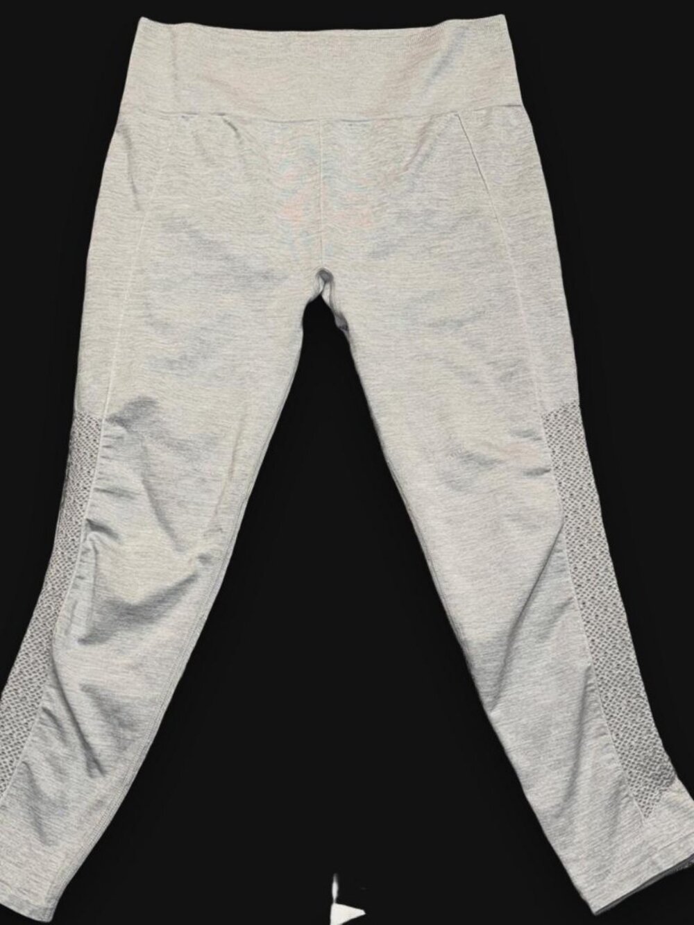 Fabletics Gray Heather Leggings Textured Mesh Side Panels XL